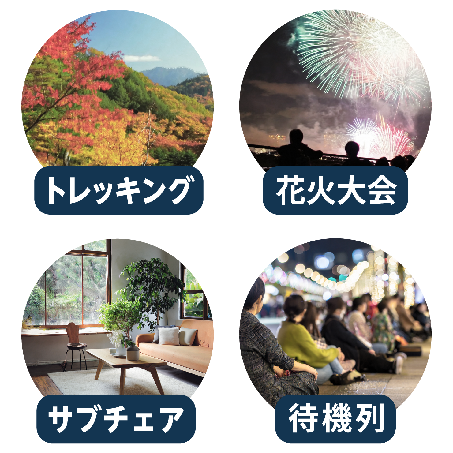 トレッキング、花火大会、サブチェア、待機列